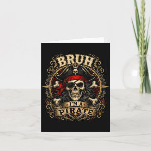 Cartão Bruh um crânio de pirata fantasia de halloween hom