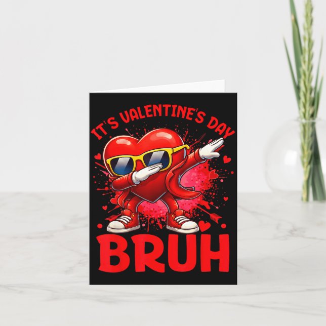 Cartão Bruh Valentines Day Boys Kids Funny Heart Valentin (Frente)