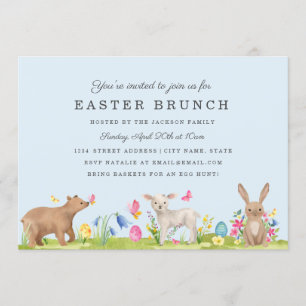 Cartão Brunch Páscoa Azul De Ovo De Animal Doce