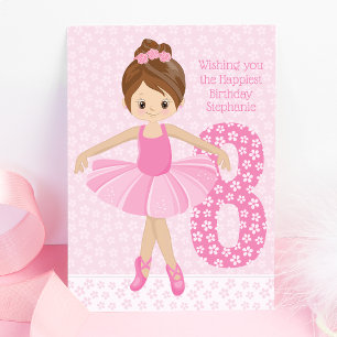 Cartão Brunette Ballerina Personalizado Aniversário