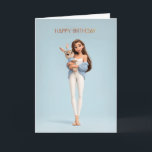 Cartão Brunette Girl in Blue Cardigan w/ White Bunny BDay<br><div class="desc">A fresh,  modern birthday card featuring a stylish young woman in soft blue and white tones holding an adorable bunny in a matching headband. Clean lines,  gentle colors,  and a cozy,  approachable feel make this design perfect for anyone who loves simple,  sweet,  uplifting birthday greetings.</div>