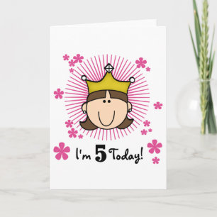 Cartão Brunette Princess 5 Birthday Camisetas and Gifts