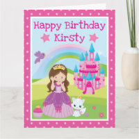 Brunette Princess com aniversário de castelo e arc