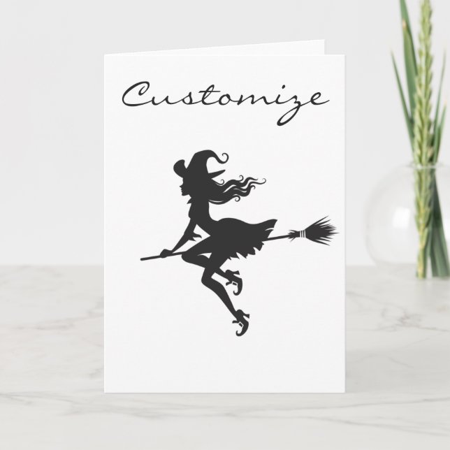 Cartão Bruxa Andando Vassoura Halloween Thunder_Cove (Frente)