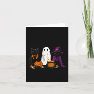 Cartão Bruxa Assustadora Gato Preto Abóbora de Halloween