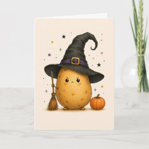 Cartão Bruxa Batata Engraçada Feliz Halloween