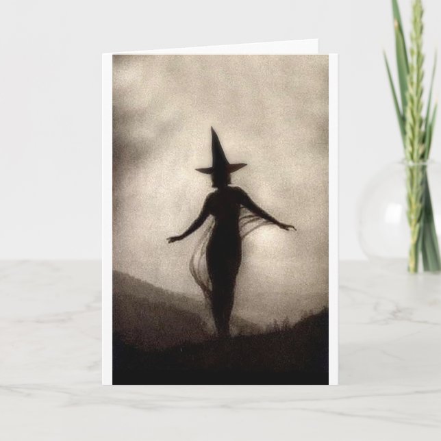 Cartão Bruxa da sombra do vintage (Frente)