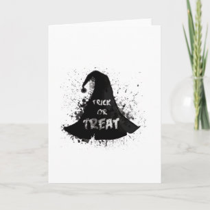 Cartão Bruxa de Aquarela que Halloween - Truque ou traves