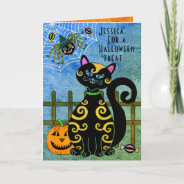 Cartão Bruxa de Aranha Halloween Personalizada