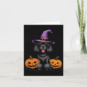 Cartão Bruxa de Halloween Poodle Preto Padrão Cão Assusta