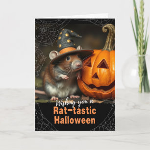 Cartão Bruxa de Halloween Rato Fantástico Jack o Lantern