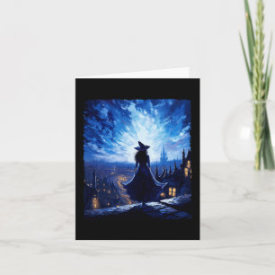 Cartão Bruxa de Halloween Starry Night Van Gogh Aestética