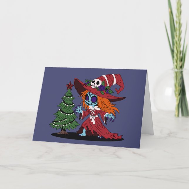 Cartão Bruxa de Natal Bonita (Frente)