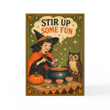 Bruxa Divertida & Coruja Halloween Vintage