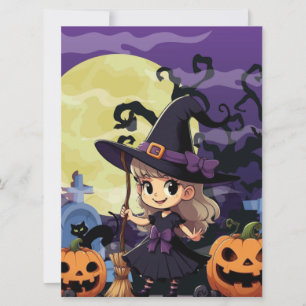 Cartão Bruxa do Halloween do Anime Bonito