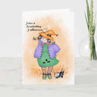 Cartão Bruxa e Gato Dançantes