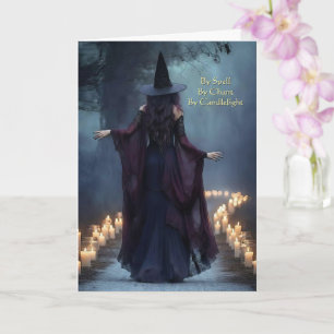 Cartão Bruxa Encantadora de Halloween com Velas