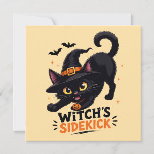 Cartão Bruxa Fofa Gatinho Preto Halloween