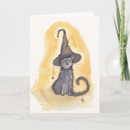 Cartão Bruxa Gatinho de Halloween