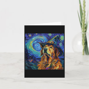 Cartão Bruxa Golden Retriever Fofa _ Cachorro Engraçado H