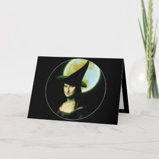 Cartão Bruxa Mona Lisa Halloween Lua Cheia