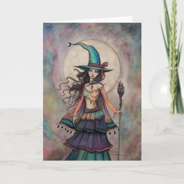 Cartão Bruxa Opala de Fogo Arte Fantasia de Halloween Wic (Frente)
