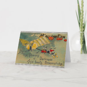 Cartão Bruxas de Halloween em um Avião