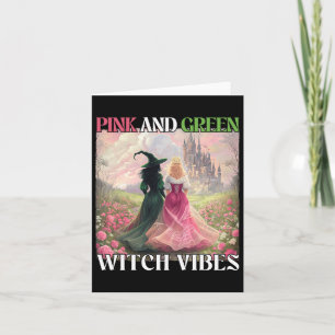 Cartão Bruxas Rosa E Verde Vibem Bruxas de Halloween Mulh