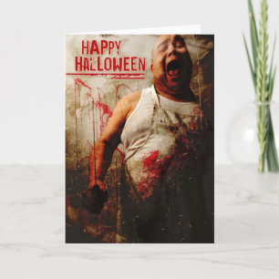 Cartão bruxeiro louco halloween