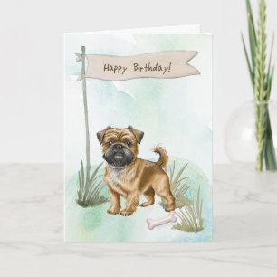 Cartão Bruxelas Griffon Breve Dog Sob Sinal De Aniversári