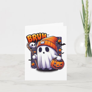 Cartão Bruxo Fantasma Halloween Fantasma Fofo Truque Ou T