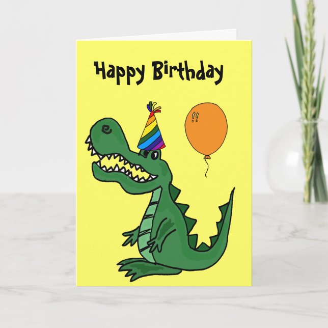 Cartão BT- Cartoon Gator Birthday Card (Frente)