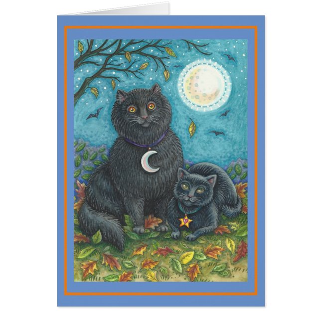 CARTÃO BUBO E PYEWACKET GATOS PRETOS, PLACA DE VAZIO DE A (Frente)