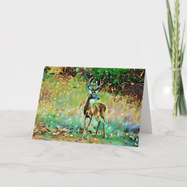 Cartão Buck Deer Fantasy Dreart Note Card (Frente)