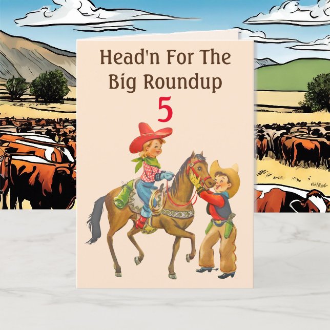 Cartão Buckaroo Cowboy Aniversário Acrescenta Idade e Nom (Criador carregado)