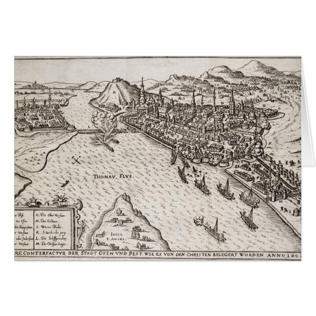 Cartão Buda e praga Besieged pelos cristãos em 1602, (Frente Horizontal)