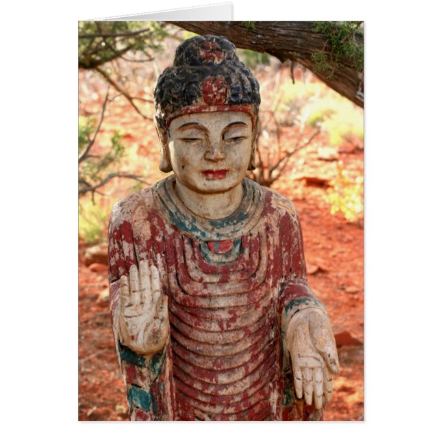 Cartão Buda em pé em Sedona, Az (Frente)