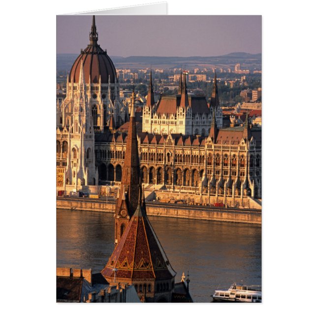 Cartão Budapest, Hungria, Rio Danúbio, Parlamento (Frente)
