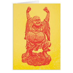 Cartão Buddha de riso (vermelho)
