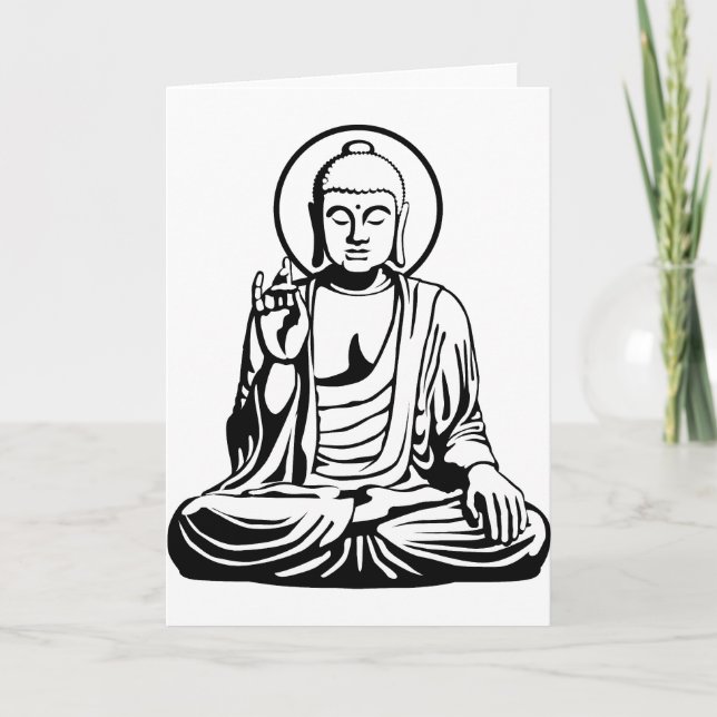 Cartão Buddha novo No.1 (branco preto) (Frente)