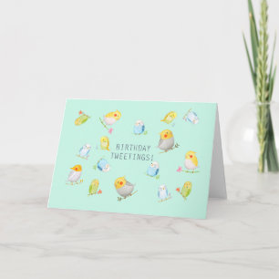 Cartão Budgie Cockatiel Birthday Tweetings bird lover
