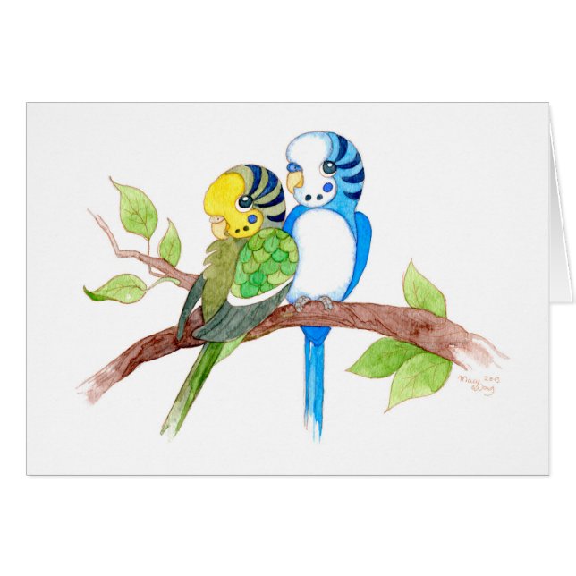 Cartão Budgies bonitos (Frente Horizontal)