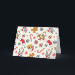 Cartão BUGS BUNNY™, DAFFY DUCK™ & Lola Christmas Pattern<br><div class="desc">Celebrate the season with a little Looney Tunes mischief! This festive all-over print features beloved characters like Bugs Bunny, Daffy Duck, and Lola dressed in cheerful Santa hats and surrounded by classic holiday icons including candy canes, gingerbread cookies, ornaments, and snowflakes. The playful tossed pattern pops against a light background,...</div>