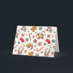 Cartão BUGS BUNNY™, DAFFY DUCK™ & Lola Christmas Pattern<br><div class="desc">Celebrate the season with a little Looney Tunes mischief! This festive all-over print features beloved characters like Bugs Bunny, Daffy Duck, and Lola dressed in cheerful Santa hats and surrounded by classic holiday icons including candy canes, gingerbread cookies, ornaments, and snowflakes. The playful tossed pattern pops against a light background,...</div>