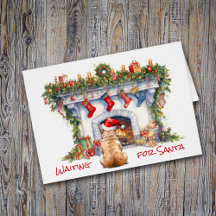 Buldogue Francês Espere por Papais noeis Lareira d