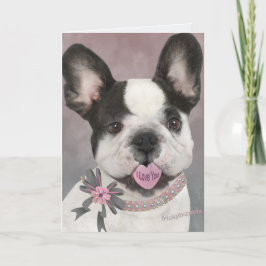 Cartão Buldogue francês eu te amo