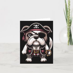 Cartão Buldogue Inglês Cachorro Pirata Festa de Halloween