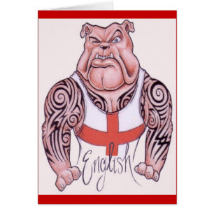 Cartão Buldogue inglês com tatuagem tribal