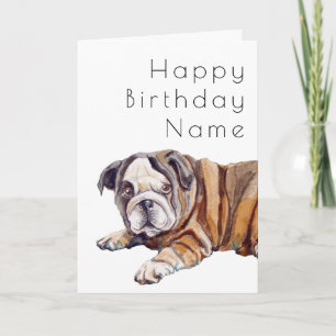 Cartão Buldogue Puppy Deco Birthday
