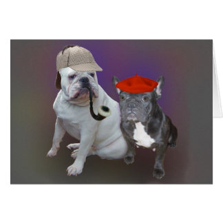 Cartão Buldogues ingleses e franceses